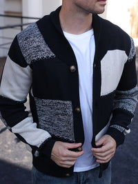 Callahan | Men's Button Up Cardigan with Colour Block and Soft Knit