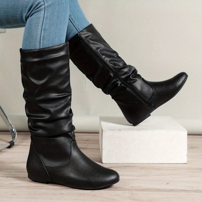 Lydia | Women's Mid Calf Boots with Slouch Shape and Flat Sole