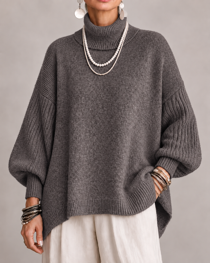 Kathleen | Women's Turtleneck Jumper with Oversized Fit and Ribbed Sleeves