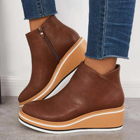 Eira | Women's Ankle Boots with Platform Sole and Smooth Finish