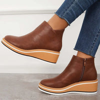 Eira | Women's Ankle Boots with Platform Sole and Smooth Finish