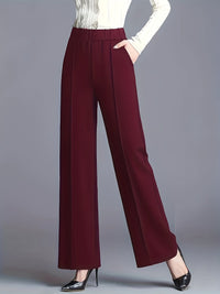 Marlene | High-Waisted Straight-Leg Trousers in Deep Red