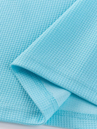 Frederick | Textured Waffle-Knit Long Sleeve Top in Deep Sky Blue