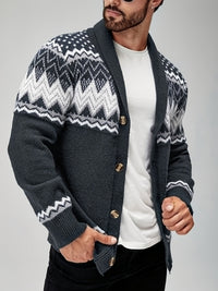 Whitaker | Men's Shawl Cardigan with Nordic Pattern and Warm Knit