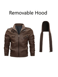 Donovan | Layered Hooded Moto Jacket in Coffee Brown