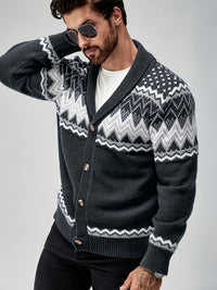Whitaker | Men's Shawl Cardigan with Nordic Pattern and Warm Knit
