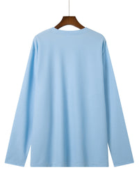 Frederick | Textured Waffle-Knit Long Sleeve Top in Light Sky Blue