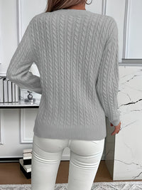 Lorelei | Cable-Knit Round Neck Sweater in Grey