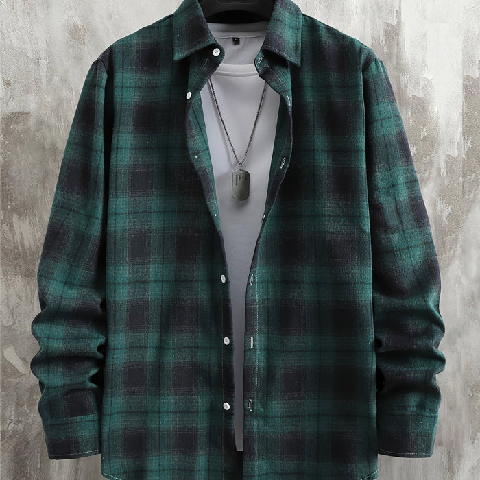 Clayton | Relaxed Checked Long-Sleeve Shirt in Green