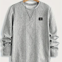 Clifford | Textured Knit-Look Long Sleeve Top in Light Grey