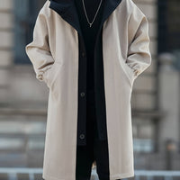 Cornelius | Layered Hooded Longline Coat in Apricot