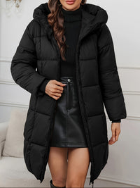 Miriam | Hooded Longline Puffer Coat in Black