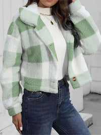 Georgina | Women's Cropped Jacket with Check Pattern and Button Front