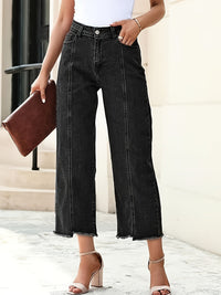 Ramona | Washed Straight-Leg Cropped Jeans in Black