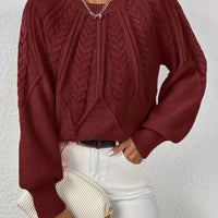 Ophelia | Relaxed Cable-Knit Sweater in Burgundy