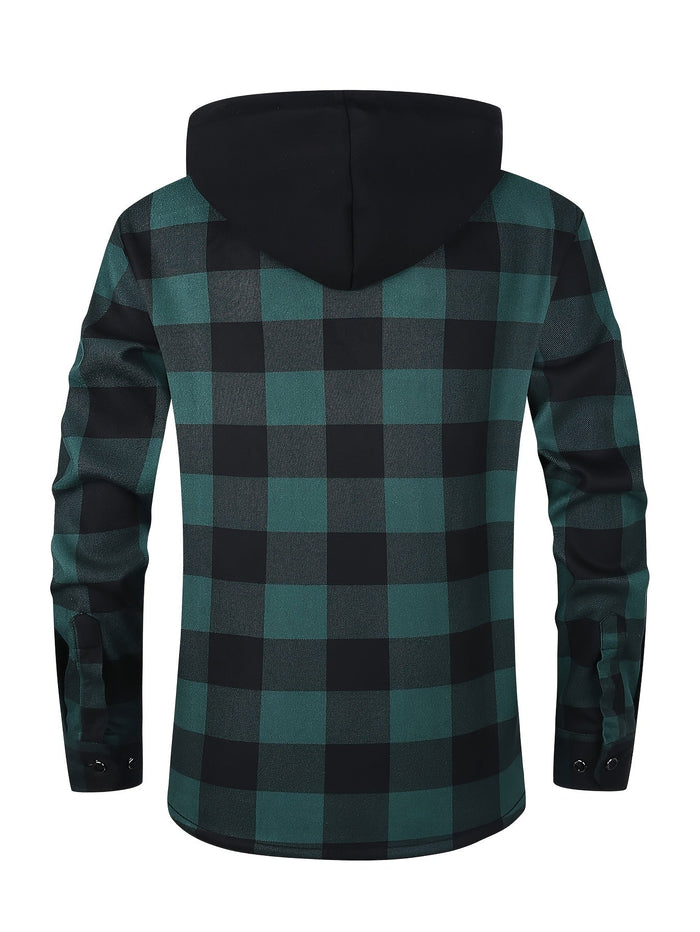 Rowan | Men's Shirt Jacket with Hood and Check Pattern