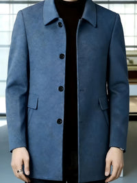 Cedric | Tailored Single-Breasted Overcoat in Deep Sky Blue