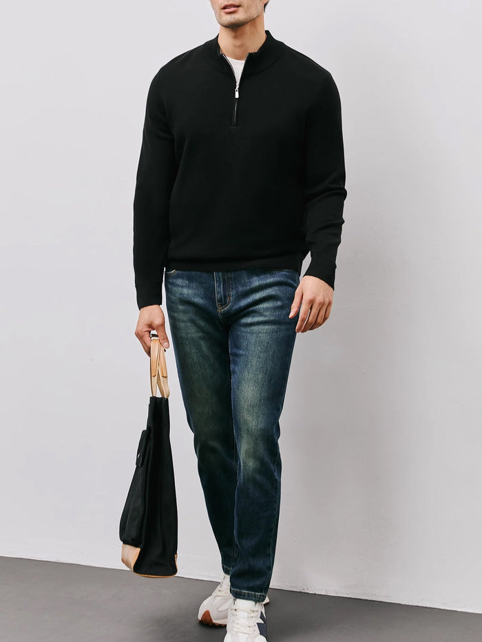 Silas | Men's Half Zip Jumper with Stand Collar and Clean Finish