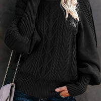 Penelope | Textured Cable-Knit Sweater in Black