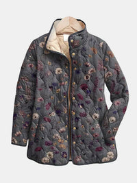 Jessamine | Women's Quilted Jacket with Stand Collar and Snap Buttons