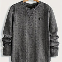 Clifford | Textured Knit-Look Long Sleeve Top in Light Grey
