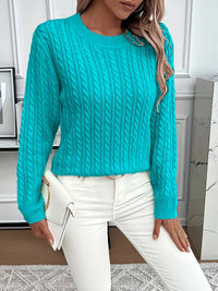 Lorelei | Cable-Knit Round Neck Sweater in White