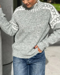 Heidi | Cosy Patterned Knit Jumper in Khaki