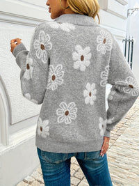 Larissa | Floral Half-Zip Sweater in Black