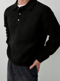 Reid | Men's Knit Jumper with Polo Collar and Cosy Feel