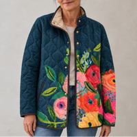 Jessamine | Women's Quilted Jacket with Stand Collar and Snap Buttons