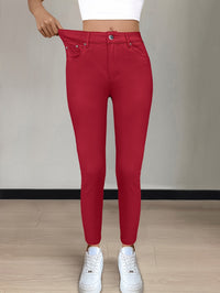 Emmeline | High-Waisted Skinny Jeans in Red