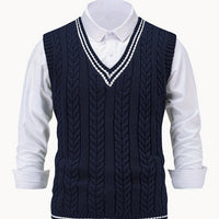 Lionel | Classic Cable-Knit Sweater Vest in Navy