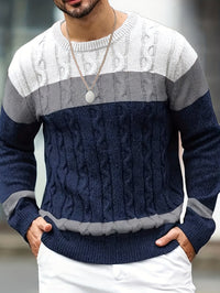 Bradley | Textured Cable-Knit Sweater in Royal blue and white