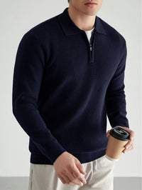 Douglas | Men's Quarter Zip Jumper with Polo Collar and Ribbed Finish