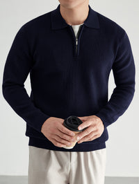 Douglas | Men's Quarter Zip Jumper with Polo Collar and Ribbed Finish