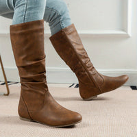 Lydia | Women's Mid Calf Boots with Slouch Shape and Flat Sole
