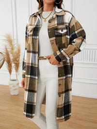 Elowen | Women's Longline Coat with Check Pattern and Soft Drape