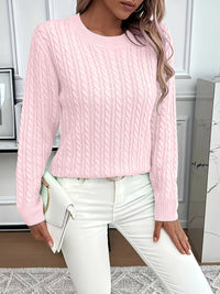 Lorelei | Cable-Knit Round Neck Sweater in Yellow
