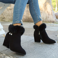 Evelina | Women's Ankle Boots with Block Heel and Trimmed Cuff
