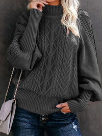 Penelope | Textured Cable-Knit Sweater in Dark Grey