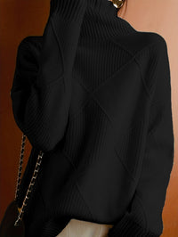 Freya | Textured Turtleneck Sweater in Royal Blue