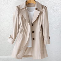 Cordelia | Vintage Trench Collar Coat in Beige