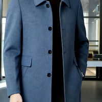Cedric | Tailored Single-Breasted Overcoat in Deep Sky Blue