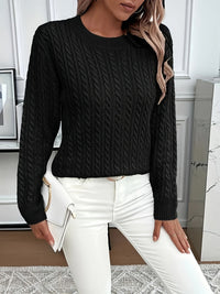 Lorelei | Cable-Knit Round Neck Sweater in Black