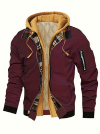 Brooks | Hooded Zip-Up Jacket in Burgundy