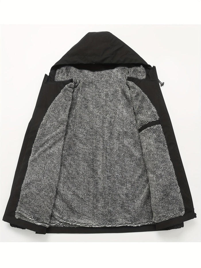 Calvin | Warm Hooded Zip-Up Jacket in Black