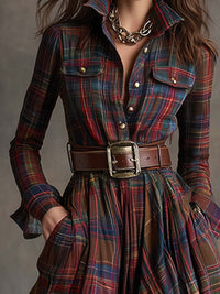 Harriet | Belted Shirt Dress in Green