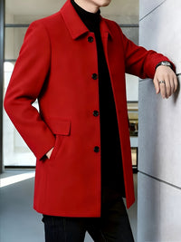 Cedric | Tailored Single-Breasted Overcoat in Red
