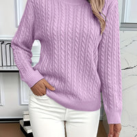 Lorelei | Cable-Knit Round Neck Sweater in Khaki