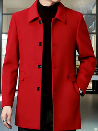 Cedric | Tailored Single-Breasted Overcoat in Red